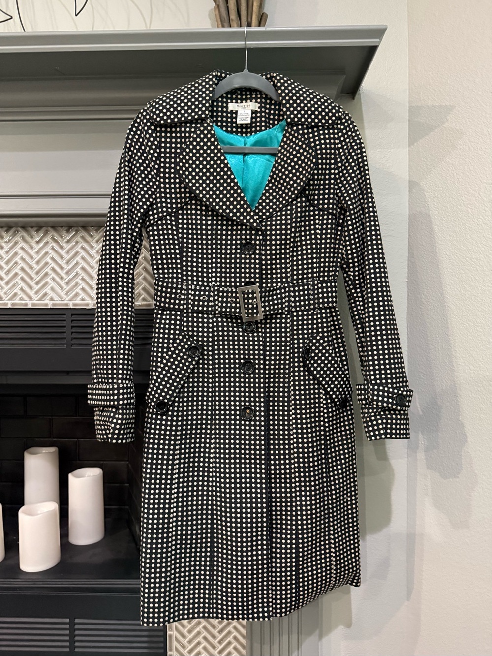 Vertigo Paris Black & White Polka Dot Trench Coat